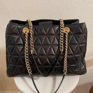 MICHAEL Michael Kors Black Quilted Shoulder Bag with Gold Chain